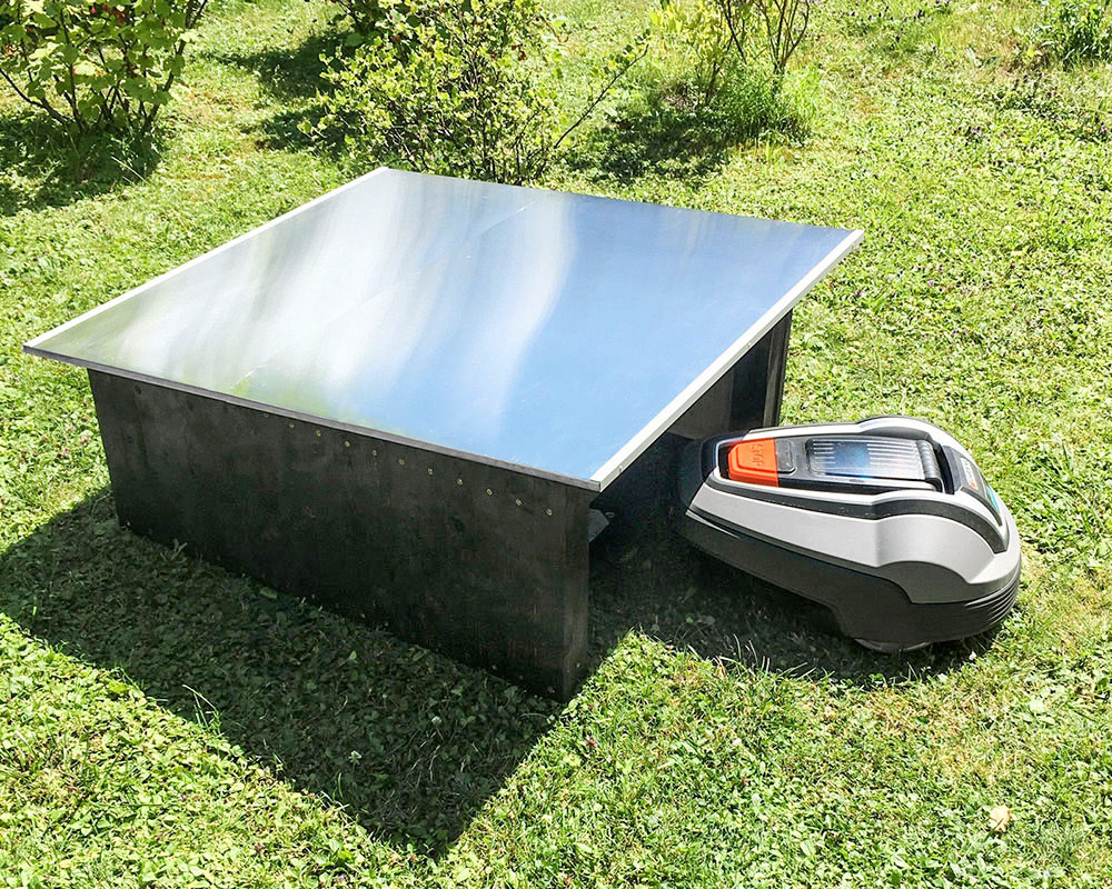 Marron Garage de tondeuse à gazon robot de toit garage de tondeuse de parking protection UV tondeuse à gazon robotique résistante aux intempéries